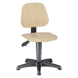 Scaun de lucru Unitec 1 9650-3000, reglabil 440–620 mm, șezut din lemn