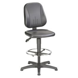Scaun de lucru Unitec 3 9651-0551, negru, piele artificială, 580-850 mm, suport picioare