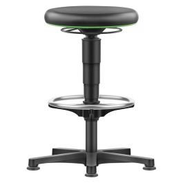 Scaun pivotant reglabil 530–750 mm, imitație piele, suport picioare, negru [9461-MG01-3280-535]