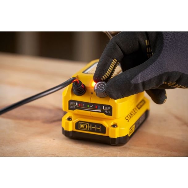 Stanley, Pistol de lipit Stanley SFMCE040B compatibil cu acumulator 18V, temperatură reglabilă 204–482°C