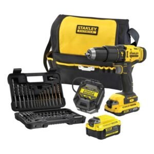 Stanley SFMCD711DMA – Mașină de găurit și înșurubat cu percuție, acumulatori 18 V (2.0/4.0 Ah), 50 Nm, set 50 accesorii