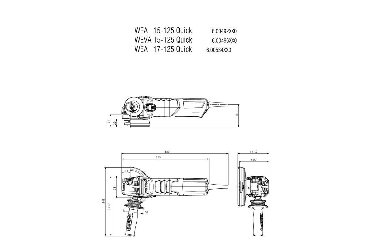 Polizor unghiular Metabo WEA 17-125 Quick – 1700 W, 125 mm - imagine 3