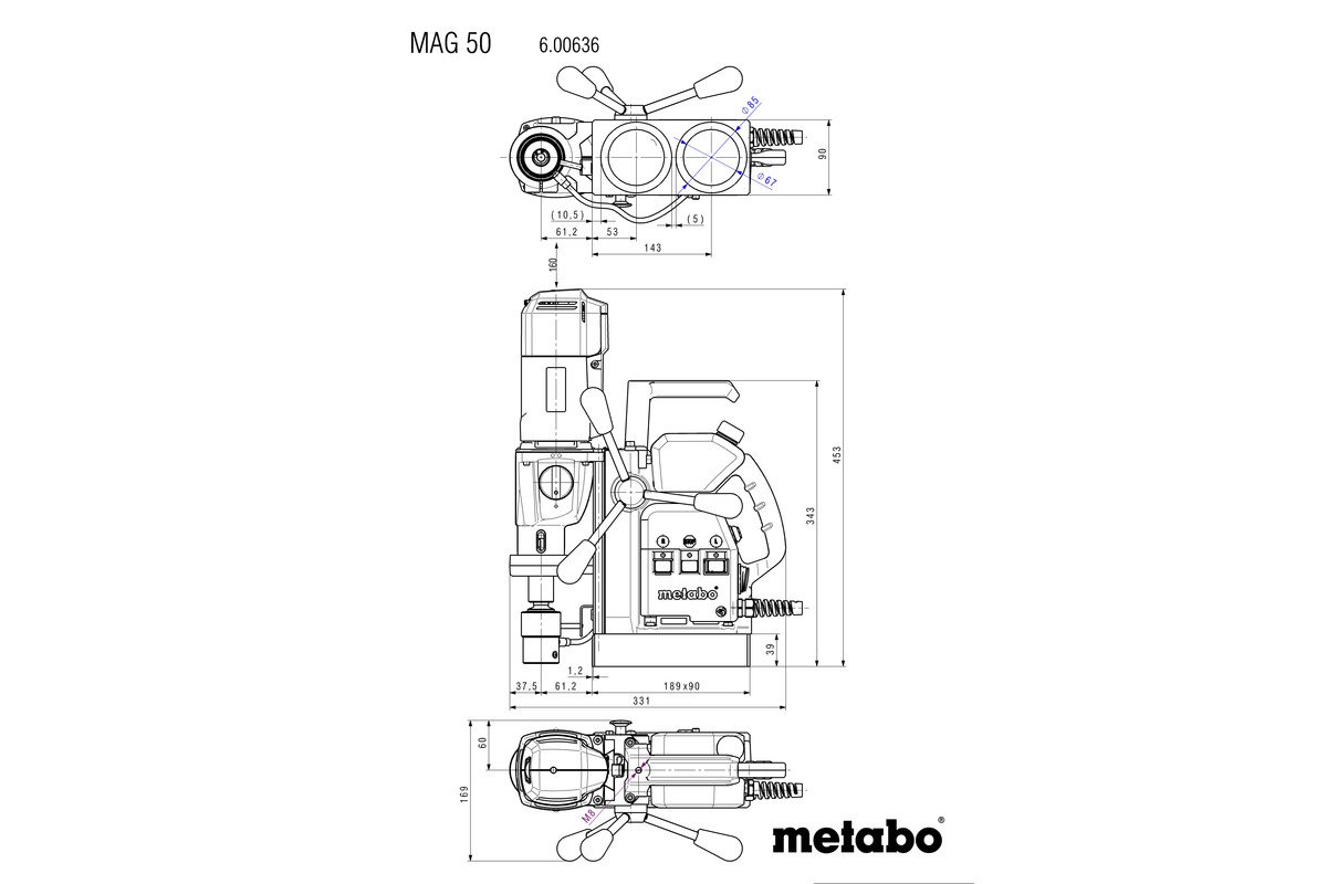 Mașină de găurit cu talpă magnetică Metabo MAG 50 – 1200 W - imagine 4