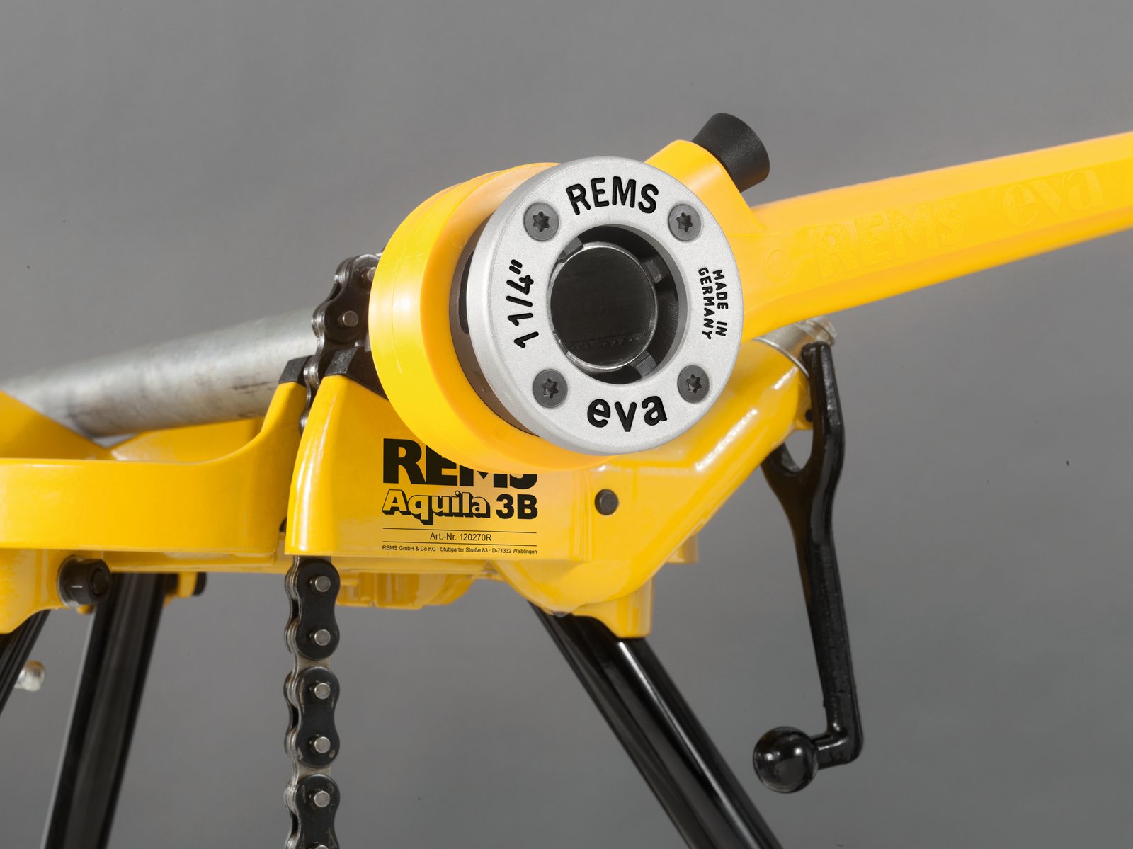Stație de lucru REMS Aquila 3B cu menghină cu lanț – țevi 1/8–6", trepied, 450 kg - imagine 7