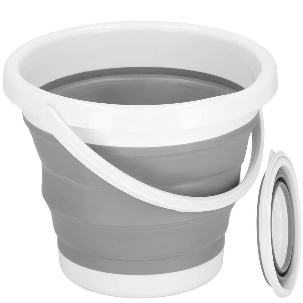 Lighean pliabil rotund din plastic și silicon – 5 L, diametru 25 cm, gri