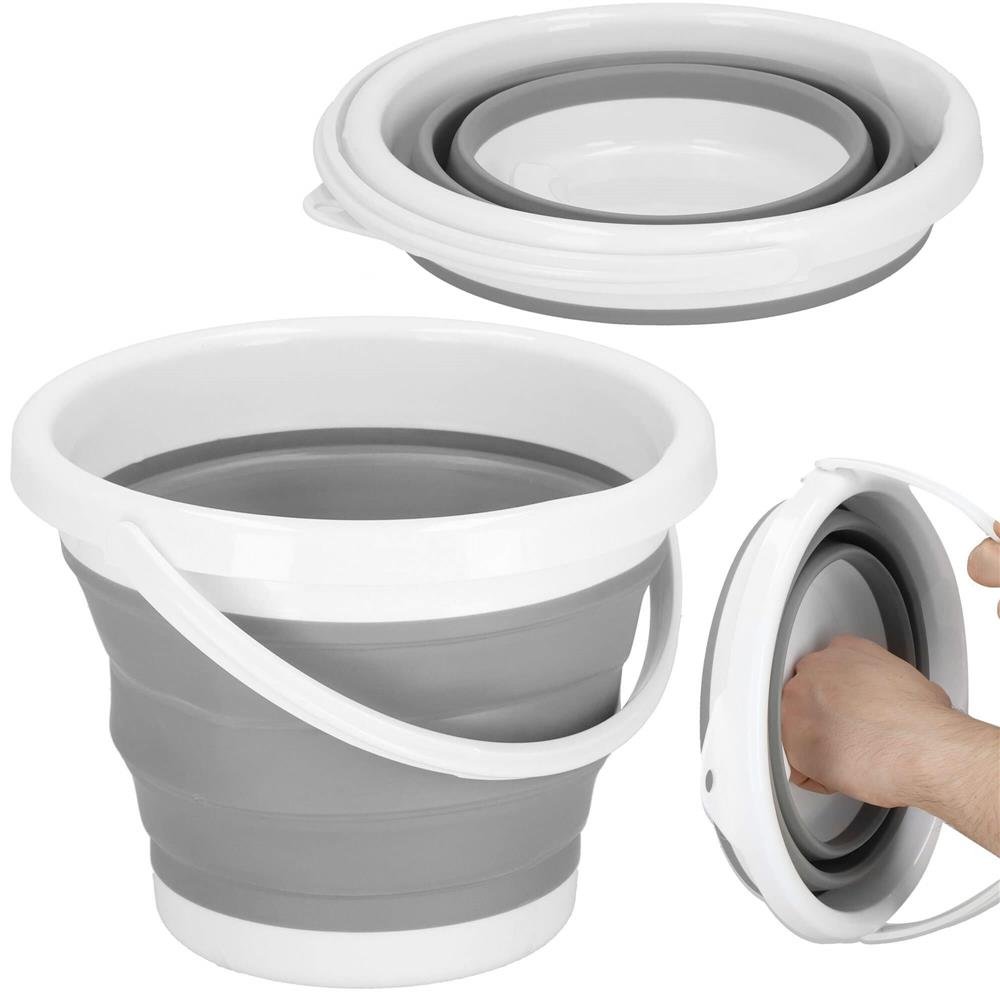Lighean pliabil rotund din plastic și silicon – 5 L, diametru 25 cm, gri - imagine 3