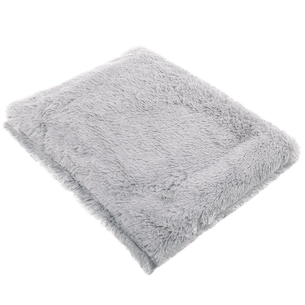 Pătură pufoasă cu două fețe – 200 × 240 cm, gri deschis, pentru 2 persoane - imagine 4