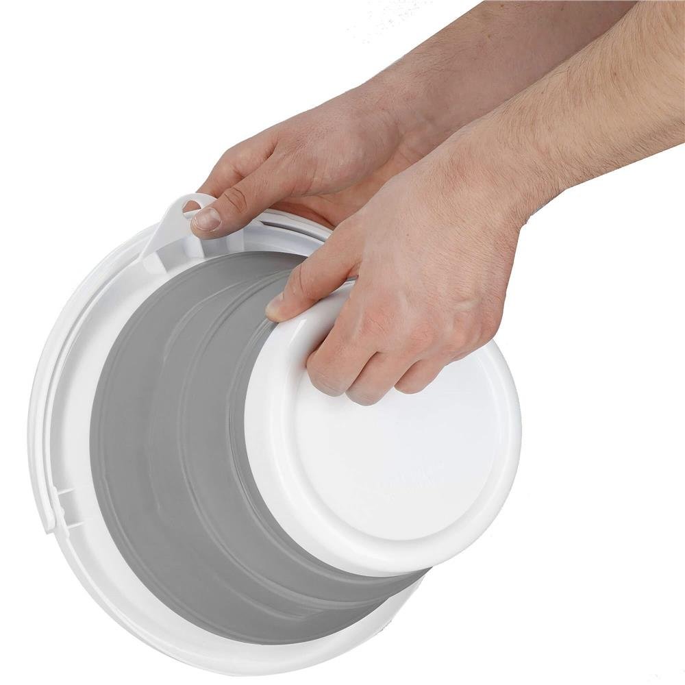 Lighean pliabil rotund din plastic și silicon – 5 L, diametru 25 cm, gri - imagine 4