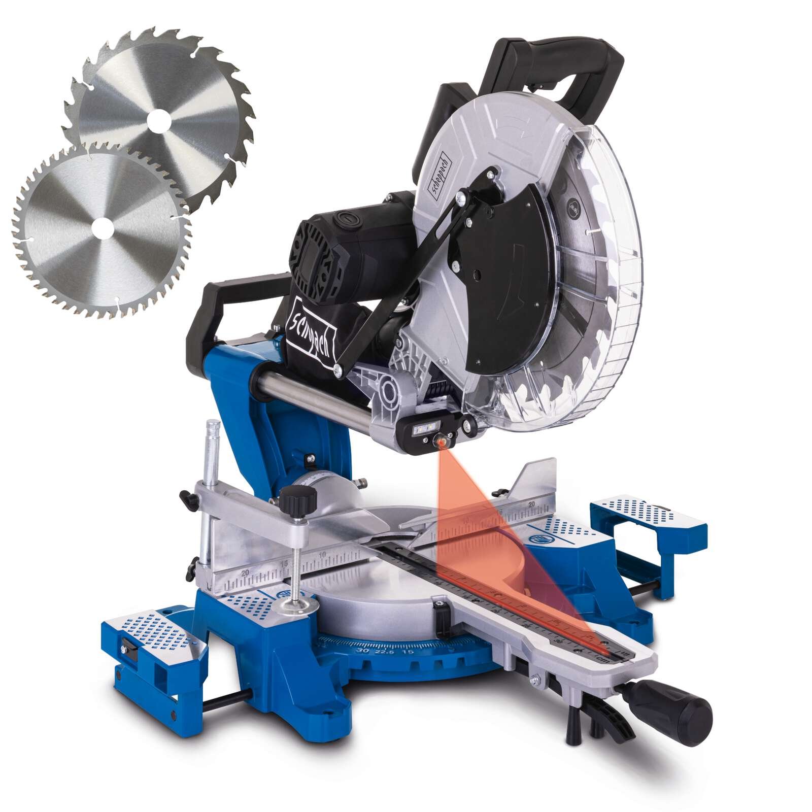 Fierăstrău circular de debitat cu glisare Scheppach HM140L – 2000 W, 2 pânze, laser