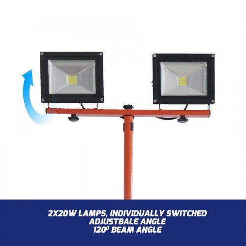 Proiector LED cu stand Redback ED40 – acumulator 40 V, 2x20 W, 2000 lm, fără acumulator - imagine 3