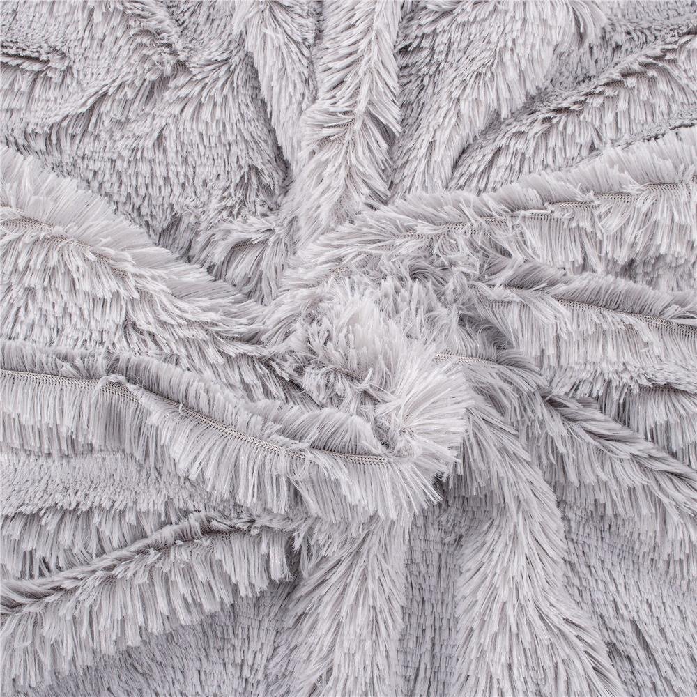 Pătură pufoasă cu două fețe – 200 × 240 cm, gri deschis, pentru 2 persoane - imagine 8