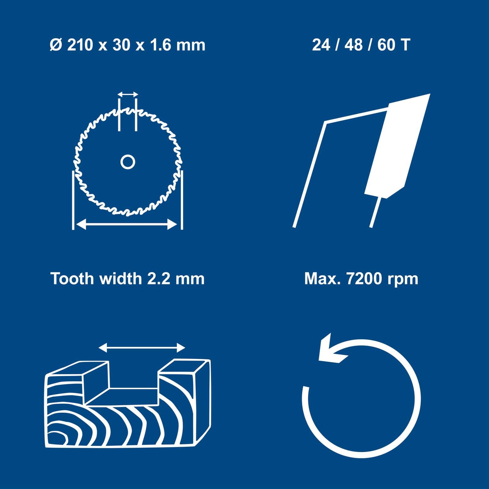 Set 3 pânze circulare HW Scheppach Ø 210 × 30 mm – 24 / 48 / 60 dinți