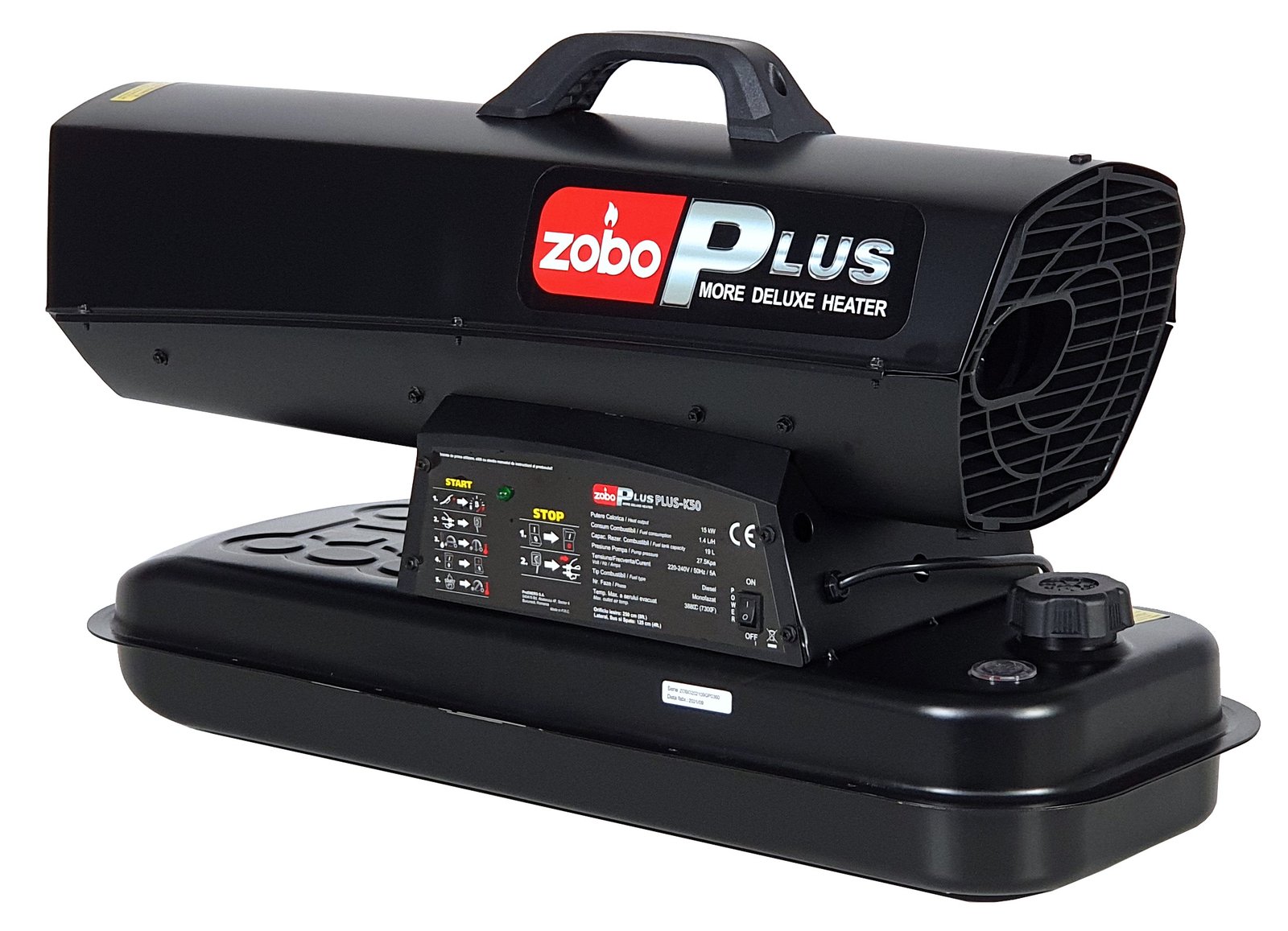 Tun de aer cald Zobo PLUS-K50 13 kW – ardere directă, motorină, 300 m³ - imagine 3