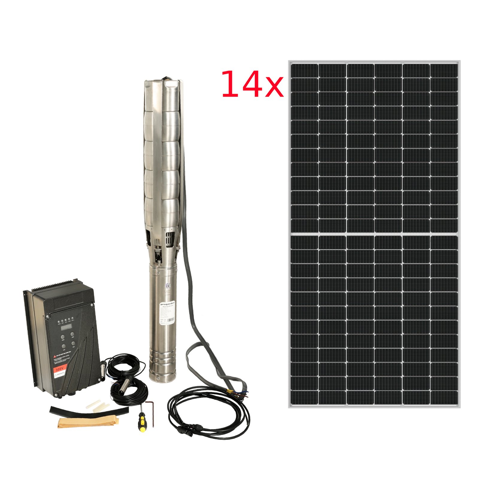 Pachet pompă submersibilă solară Progarden Aqua SOLAR 4053 – 3000 W, 660 l/min, 45 m, 14 panouri
