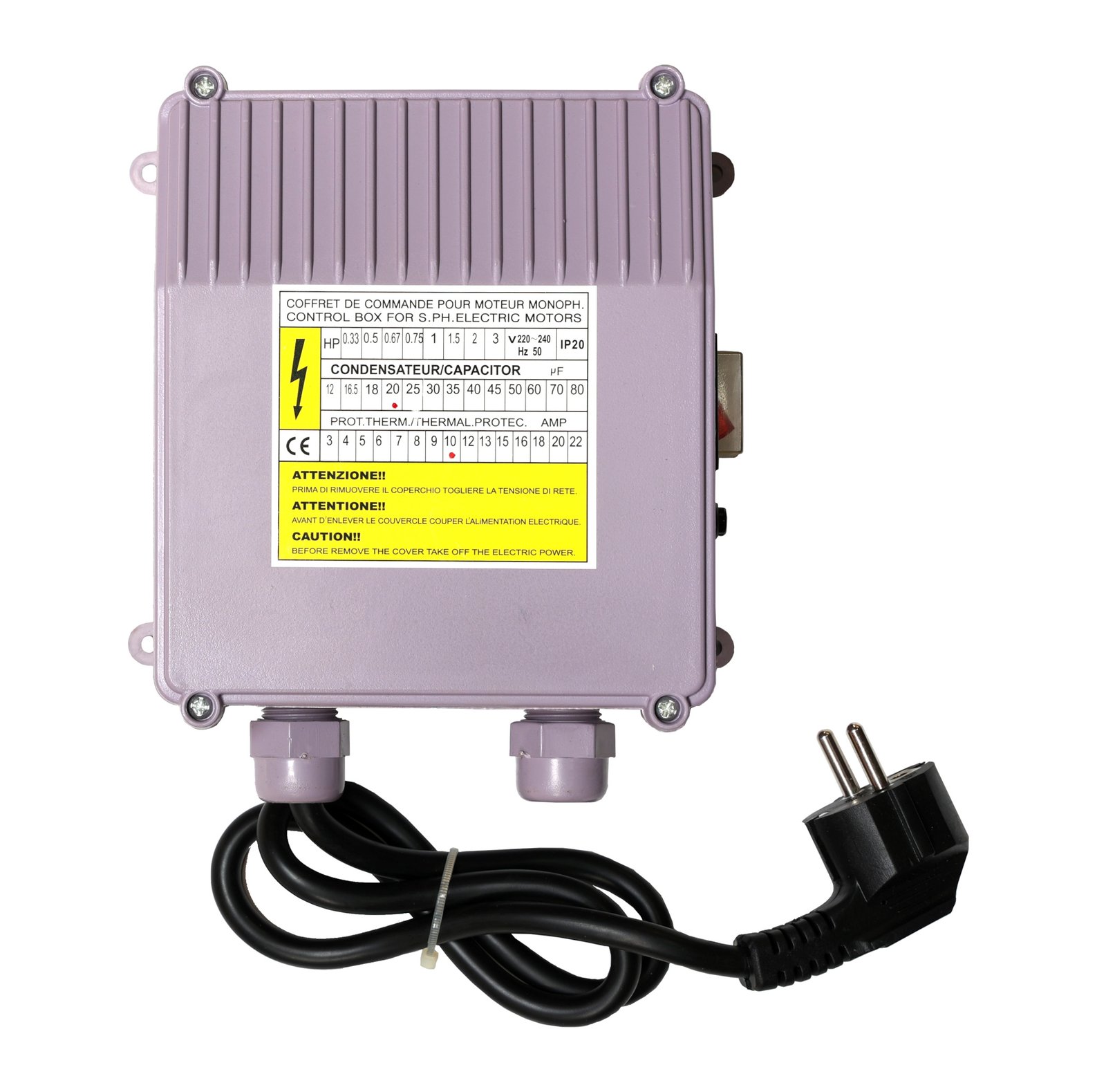 Cutie de control pentru pompă Progarden – 10 A, 20 µF, IP44 - imagine 2