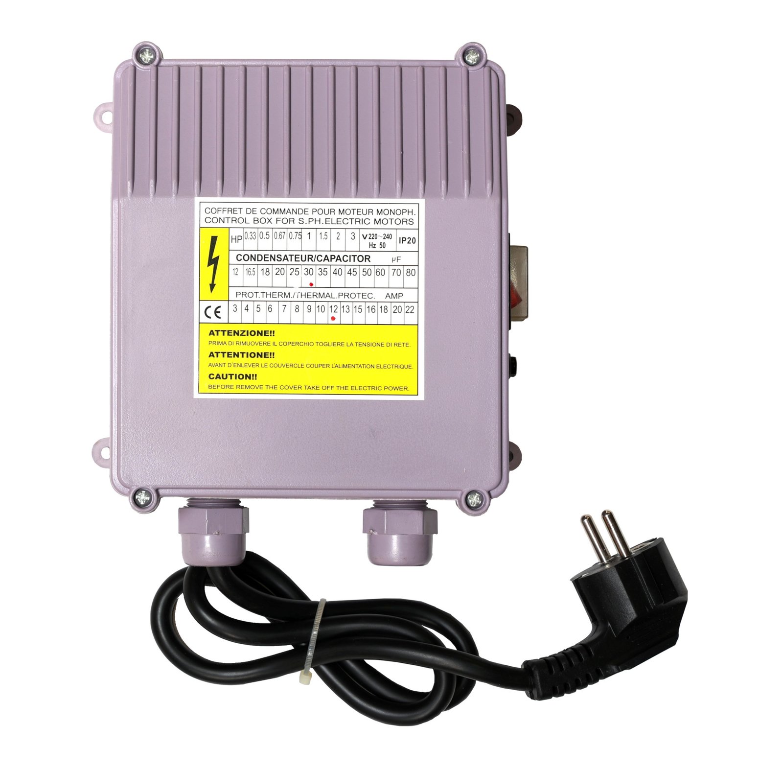Cutie de control pentru pompă Progarden – 12 A, 30 µF, IP44 - imagine 2