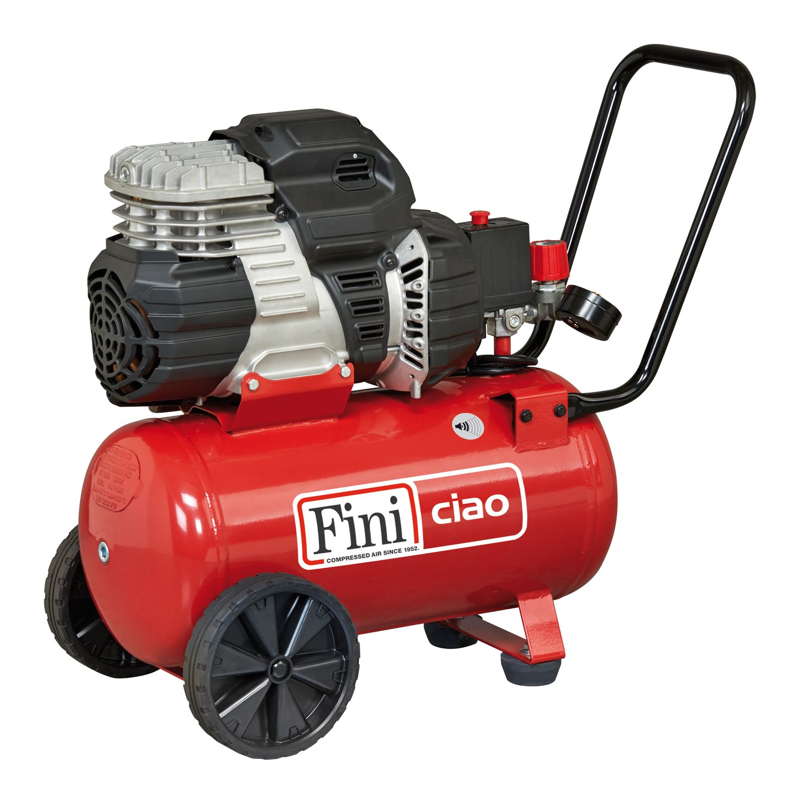 Fini, Compresor de aer fără ulei Fini Ciao 24/244 | 24 L | 1.1 kW | 8 bar, 130 l/min | Silențios pentru atelier și uz profesional