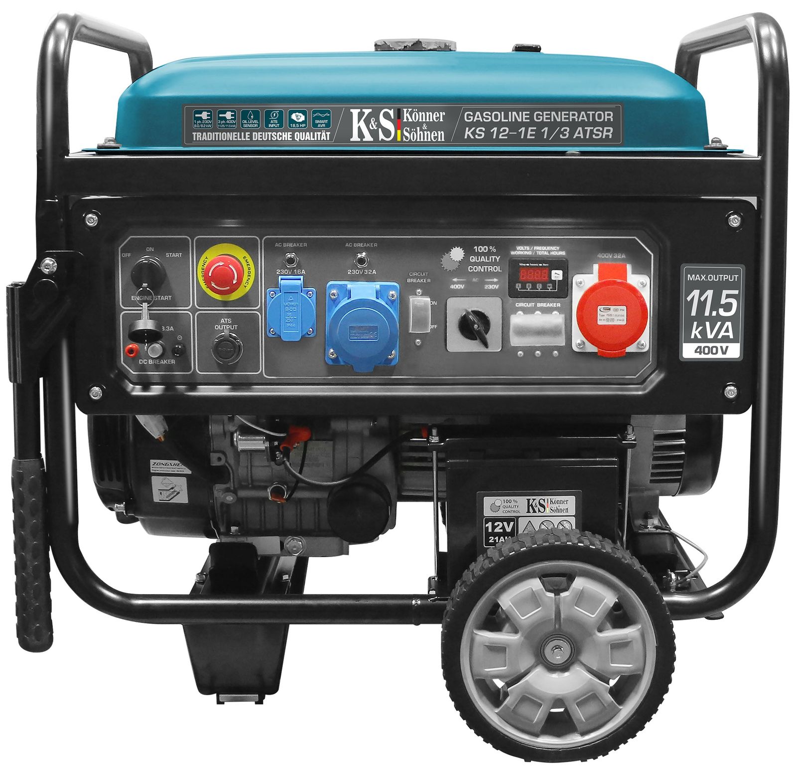 Generator benzină Konner & Sohnen KS 12-1E 1/3 ATSR, trifazat AVR 8,2 kW
