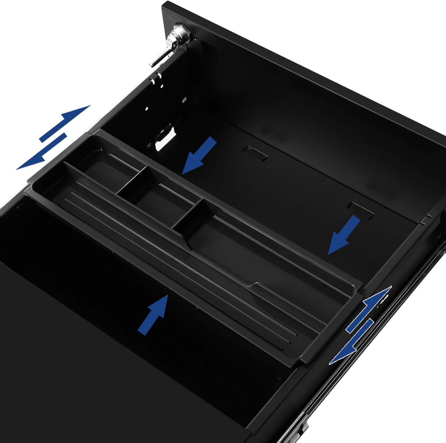 Dulap mobil rollbox Songmics cu 3 sertare pentru documente – oțel, preasamblat, negru - imagine 3