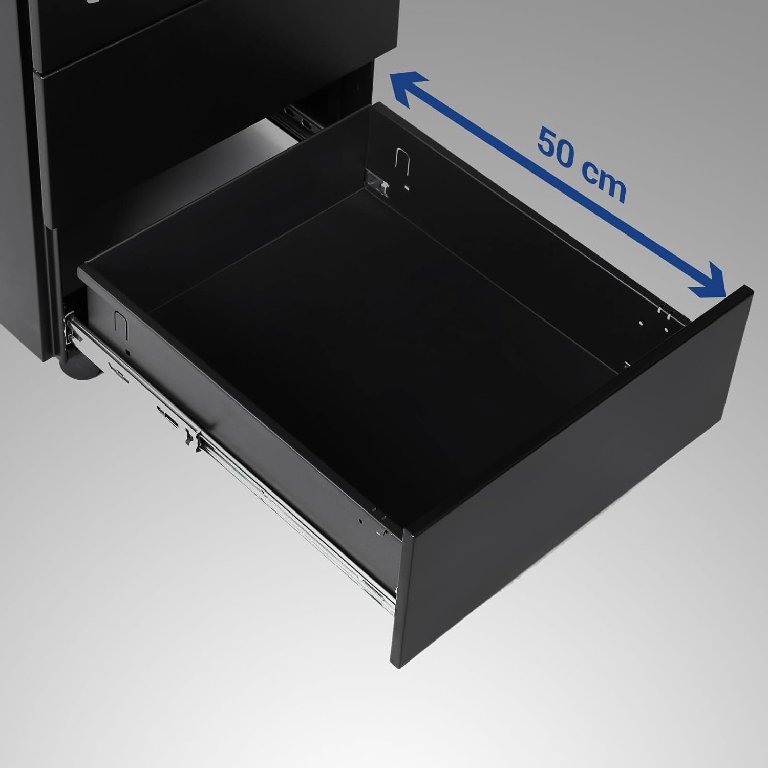 Dulap mobil rollbox Songmics cu 3 sertare pentru documente – oțel, preasamblat, negru - imagine 4