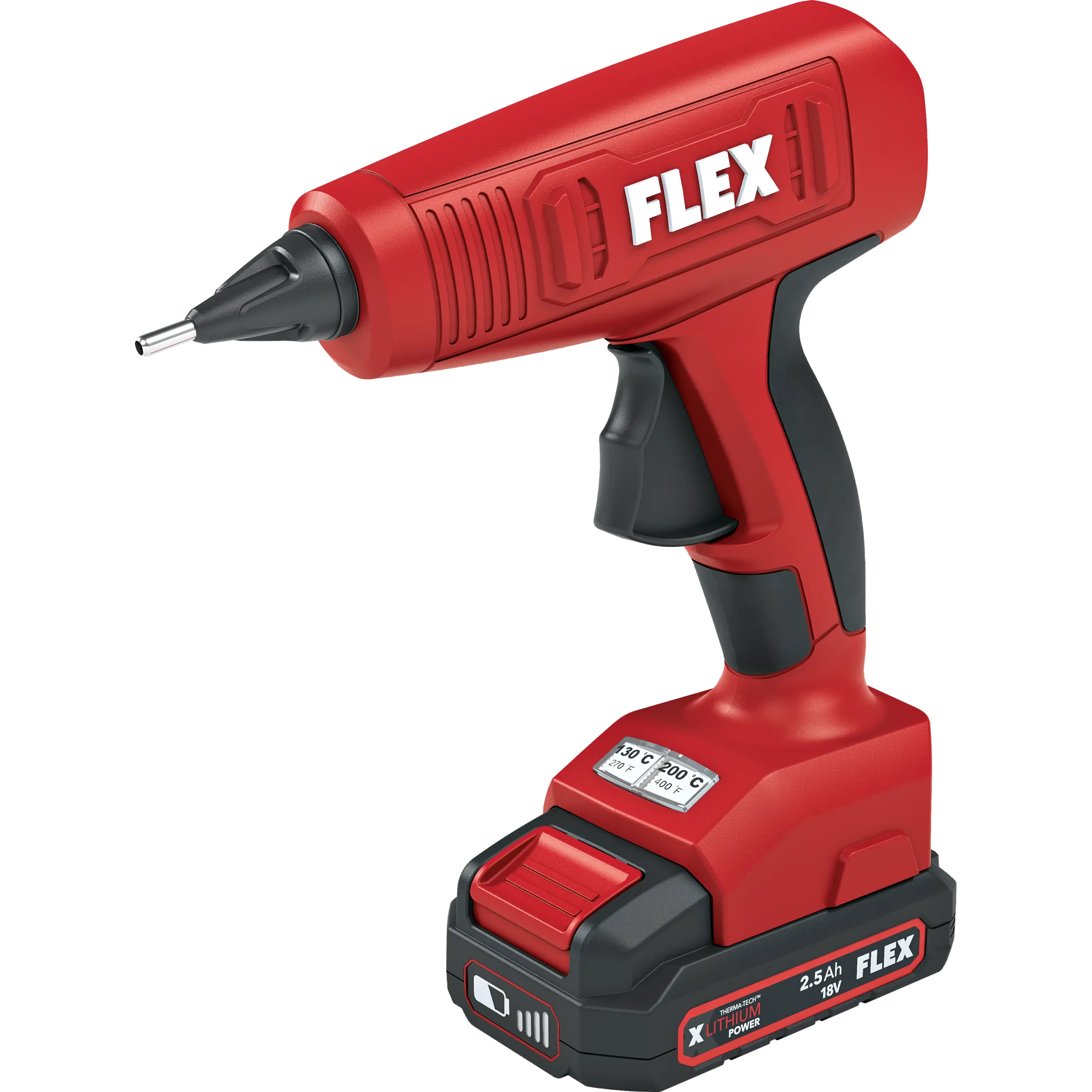 Flex, Pistol de lipit cu baton silicon Flex GG 200-18, compatibil cu acumulatori Li-Ion 18 V, 130/200 °C
