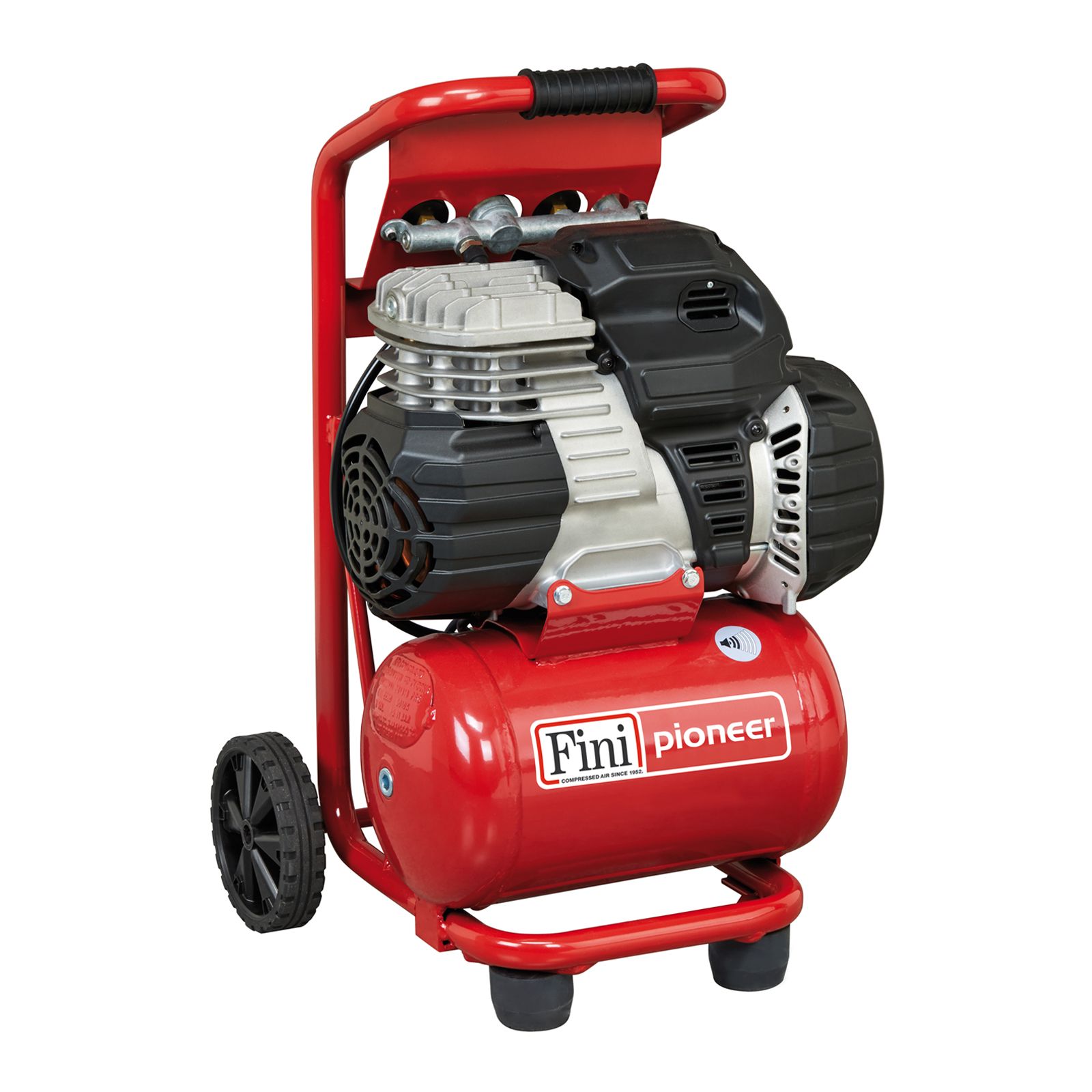 Fini, Compresor de aer fără ulei Fini Pioneer 244 | 10 L · 1.1 kW · 8 bar · 130 l/min | Silențios, întreținere redusă | Portabil și compact pentru bricolaj | Ideal pentru unelte...
