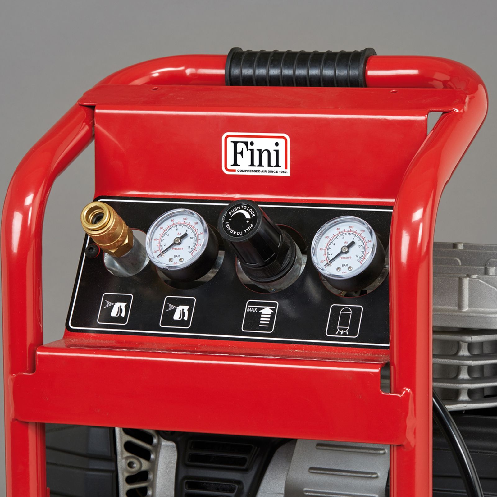 Fini, Compresor de aer fără ulei Fini Pioneer 244 | 10 L · 1.1 kW · 8 bar · 130 l/min | Silențios, întreținere redusă | Portabil și compact pentru bricolaj | Ideal pentru unelte...