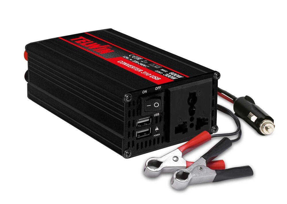 Telwin, Convertor 12V→230V Telwin CONVERTER310USB | Putere maximă 600 W | Ieșire USB pentru încărcare | Protecții supras