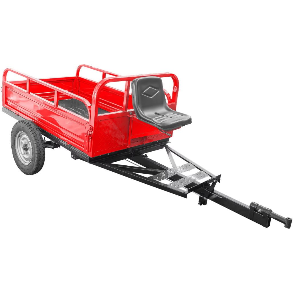 Remorcă basculabilă DKD LY800 NEW roșie – cuvă 1600 x 1000 mm, 700 kg sarcină