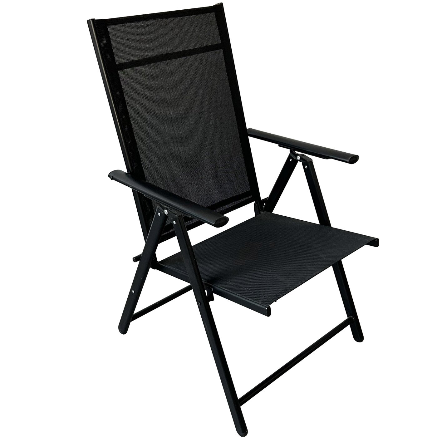 Scaun metalic de grădină TIH-3484 – pliant, spătar reglabil, negru