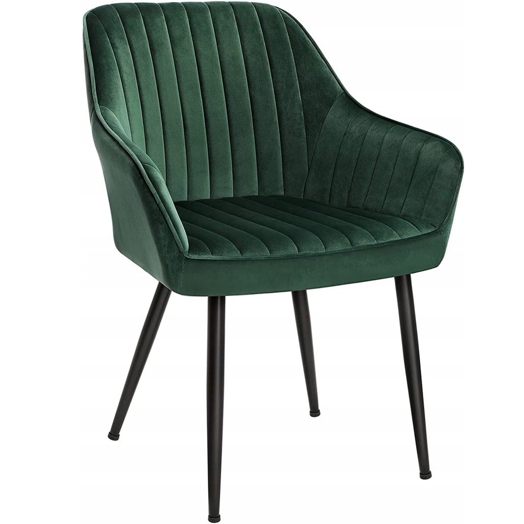 Scaun living Songmics LDC087C01 – catifea verde, cotiere, 120 kg