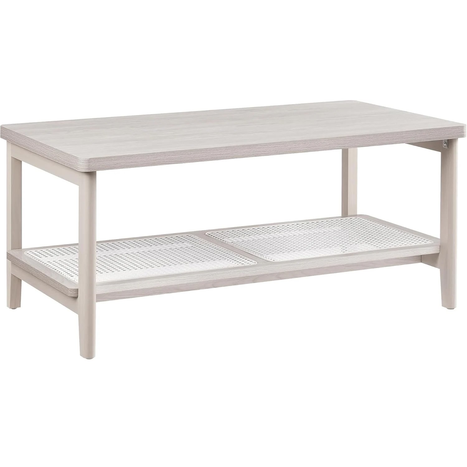Măsuță de cafea Vasagle LCT240K66 – MDF, cu depozitare pe 2 nivele, stil boho, bej