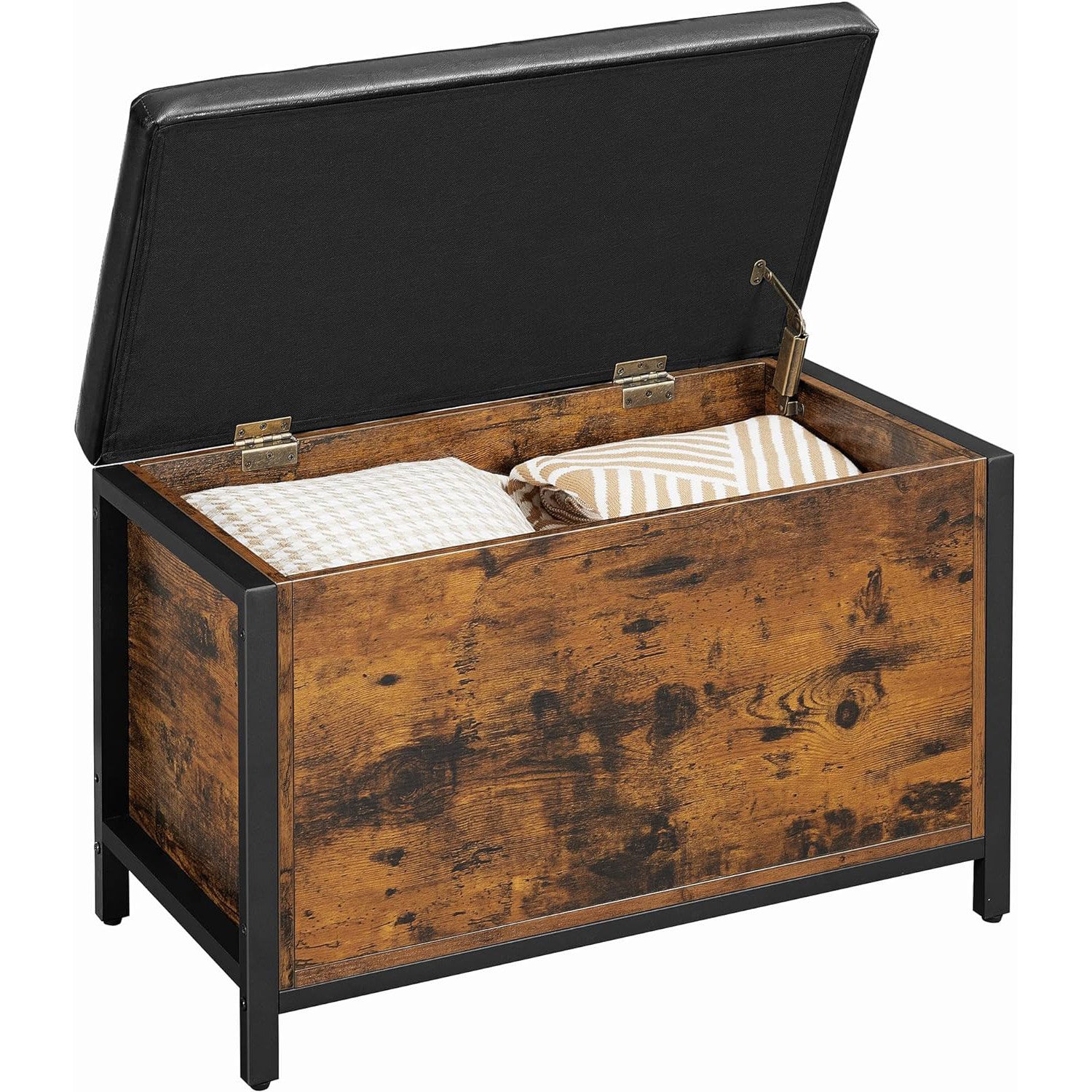 Bancă cu ladă de depozitare Vasagle LSC80BX – 40 × 80 × 50 cm, pernă captușită