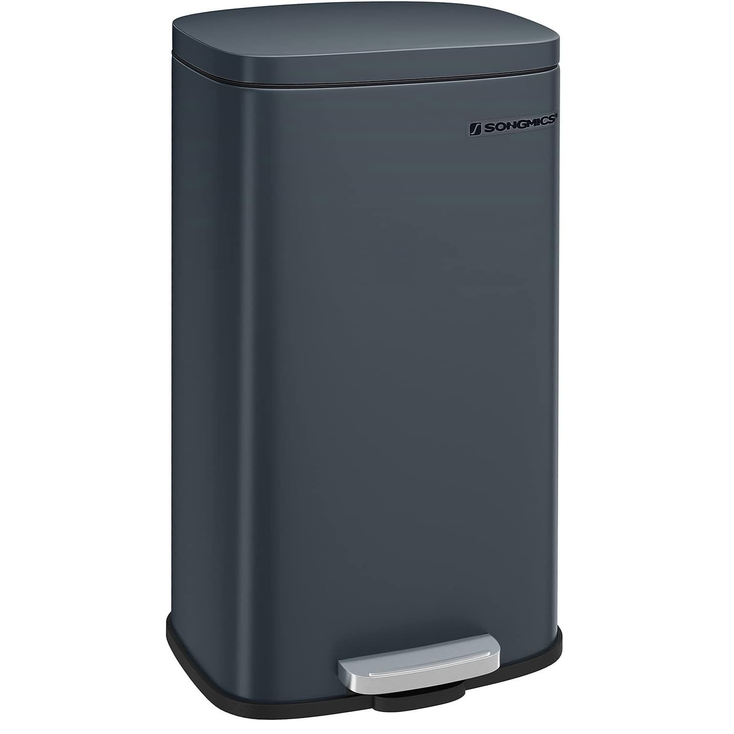 Coș de gunoi Songmics LTB03GS – 30 L, pedală, capac cu închidere lentă, oțel, gri închis