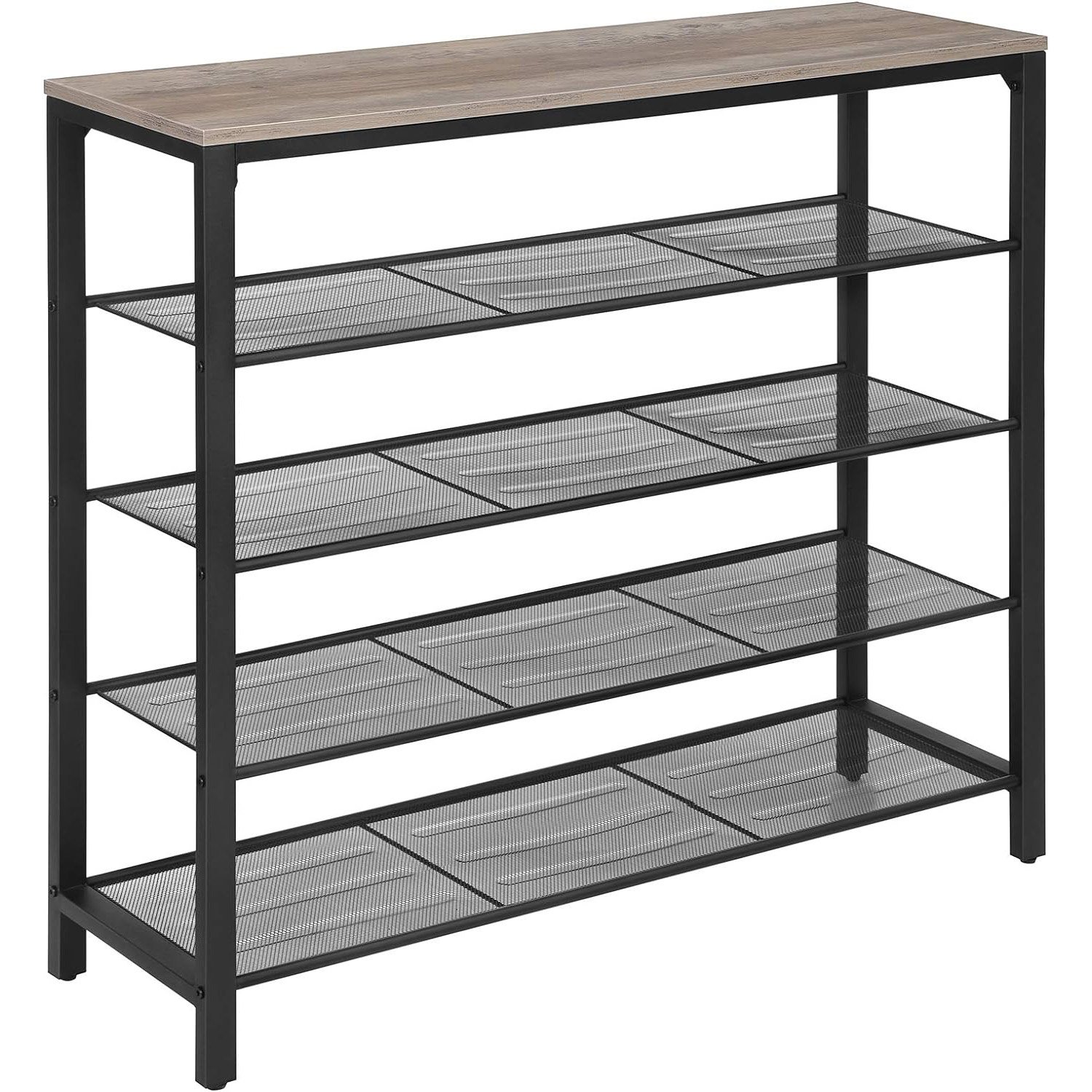 Raft pantofi Vasagle LBS015B02 – 4 niveluri din plasă, poliță superioară, 100 × 30 × 92 cm