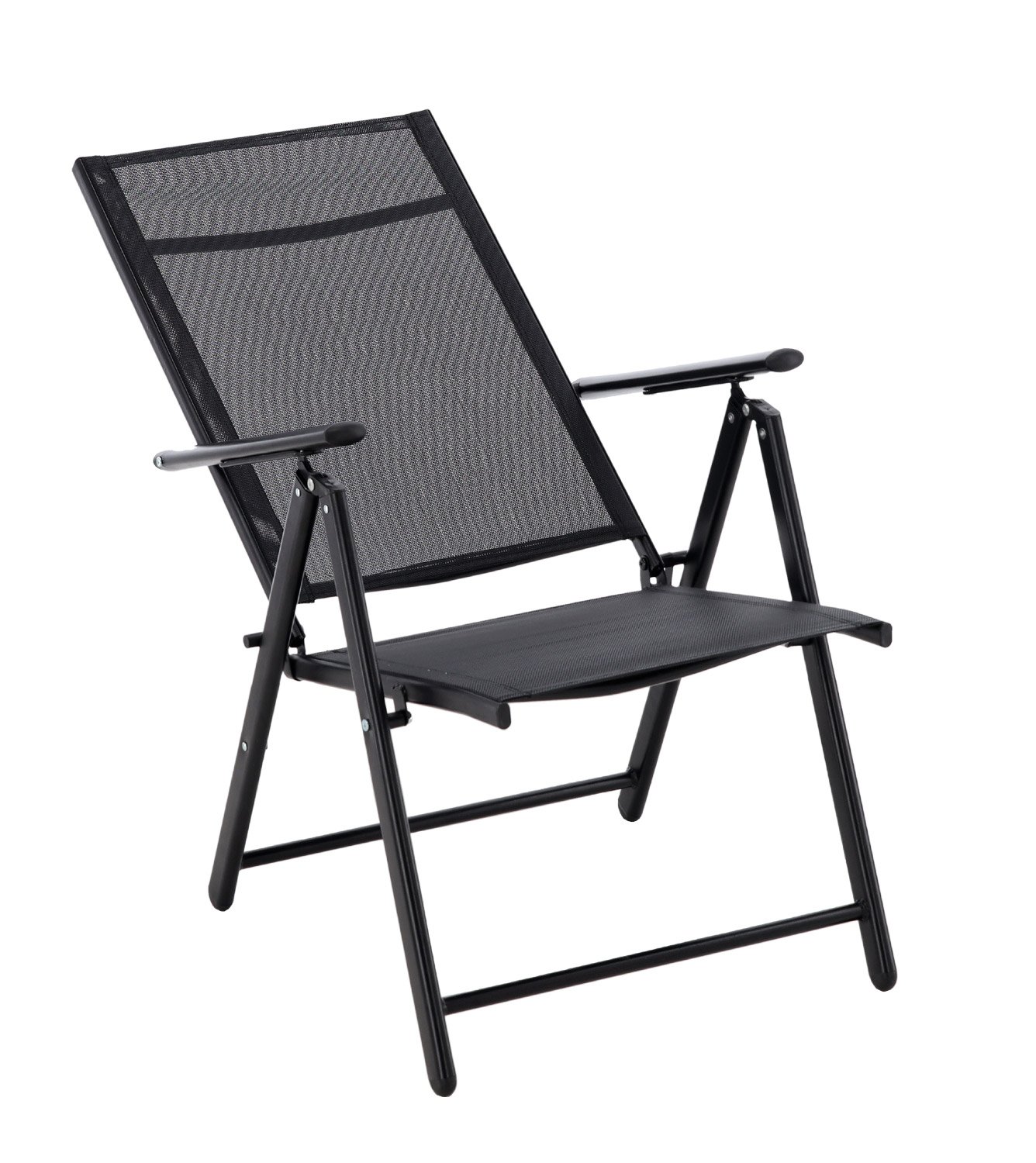 Scaun metalic de grădină TIH-3484 – pliant, spătar reglabil, negru - imagine 3