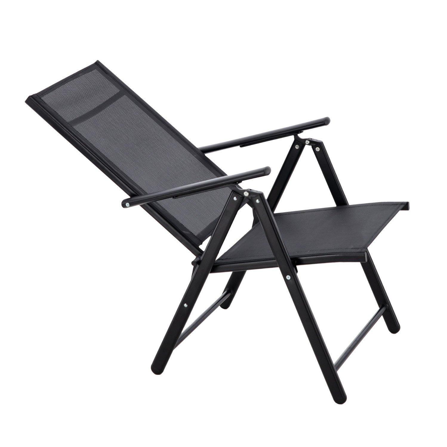 Scaun metalic de grădină TIH-3484 – pliant, spătar reglabil, negru - imagine 5