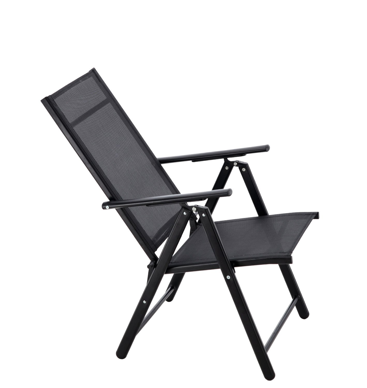 Scaun metalic de grădină TIH-3484 – pliant, spătar reglabil, negru - imagine 6
