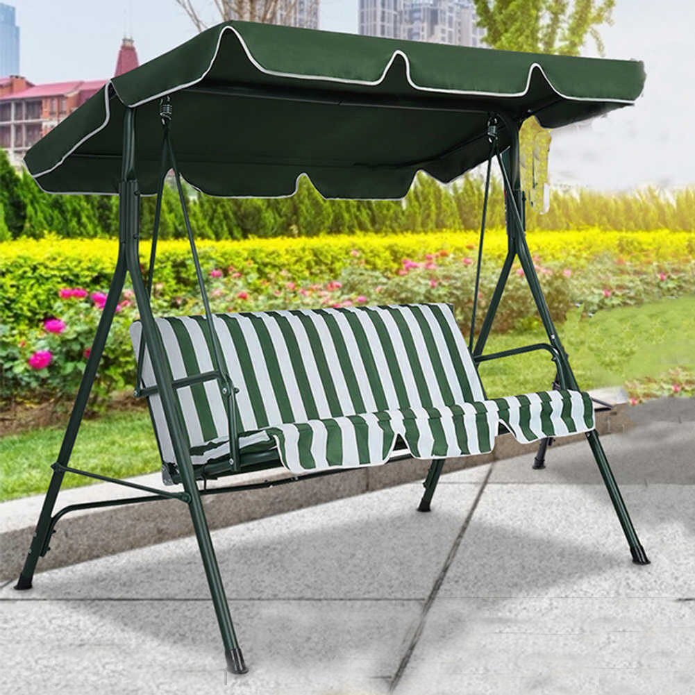 Leagăn balansoar cu acoperiș BDP-BAL-Lah – 3 locuri, 178 × 106 × 151 cm, verde cu alb - imagine 7