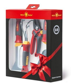 Set cadou unelte de grădină Wolf-Garten P261 – foarfecă RR 2500, lopățică, cultivator și răzuitor