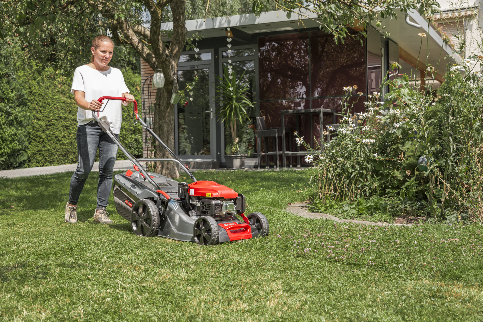 masina tuns gazon, pe benzina, cu autopropulsie AL-KO Comfort 46.0 SPI-A 3-in-1, latime de lucru 46 cm, motor Pro170QSS LI pornire electrica, 166cc, putere 2.6kW