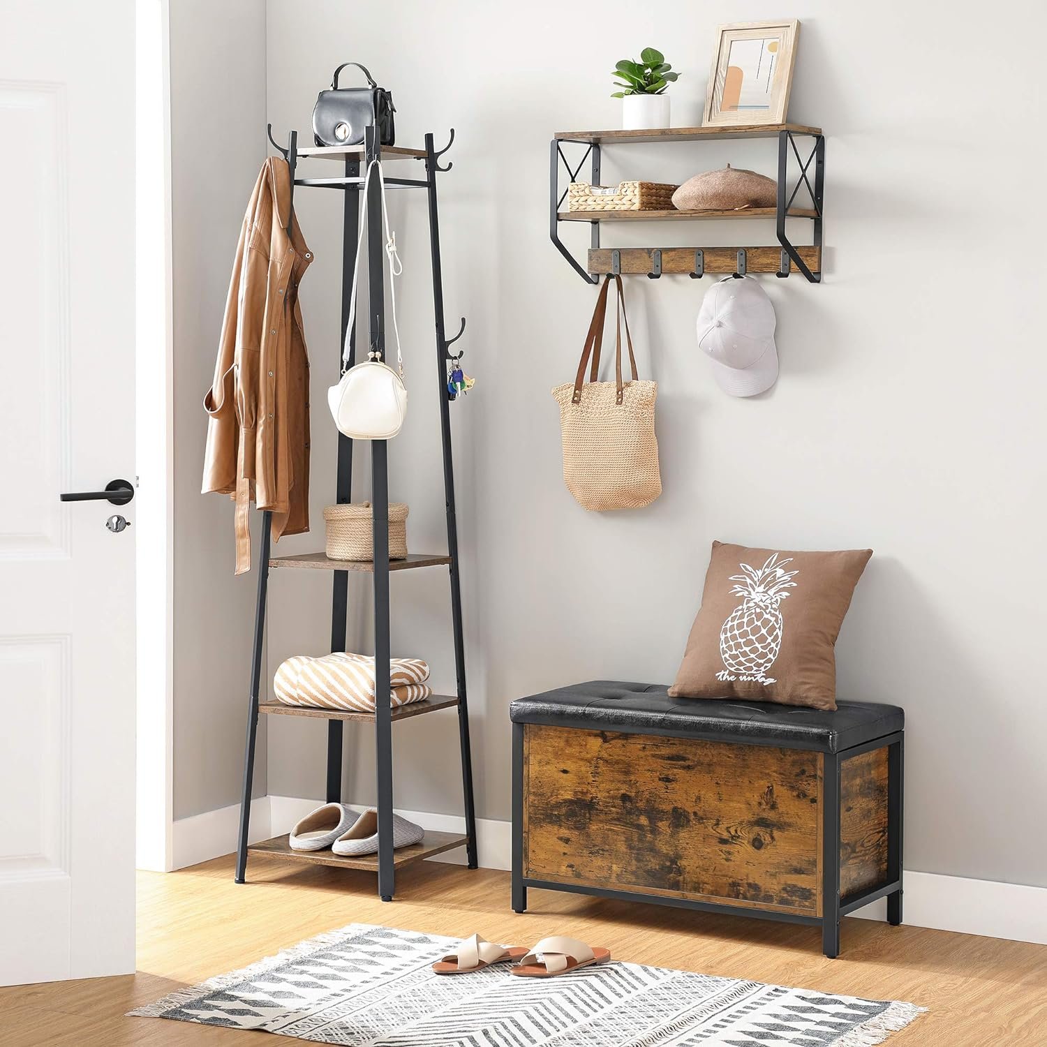Bancă cu ladă de depozitare Vasagle LSC80BX – 40 × 80 × 50 cm, pernă captușită - imagine 2