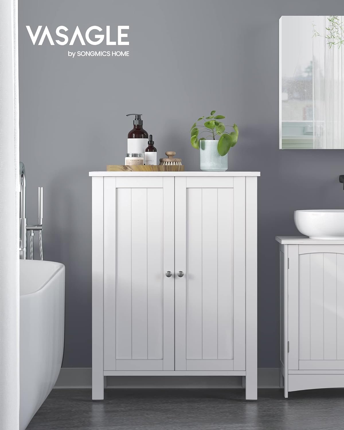 Dulap de baie Vasagle BCB60W – de podea, 2 rafturi reglabile, alb, 30 × 60 × 80 cm - imagine 2