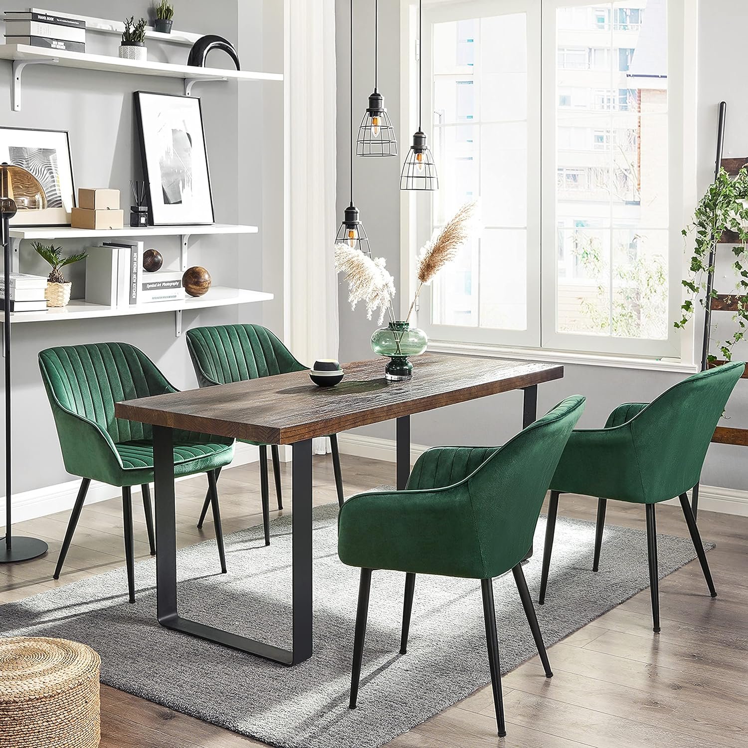 Scaun living Songmics LDC087C01 – catifea verde, cotiere, 120 kg - imagine 2