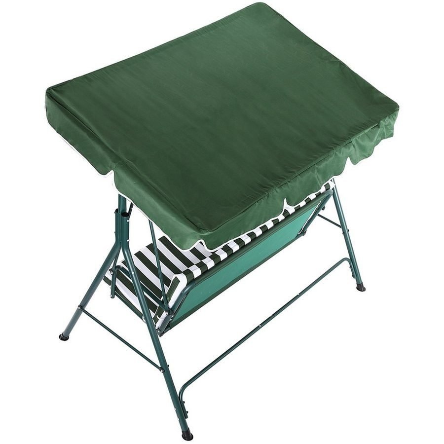 Leagăn balansoar cu acoperiș BDP-BAL-Lah – 3 locuri, 178 × 106 × 151 cm, verde cu alb - imagine 3