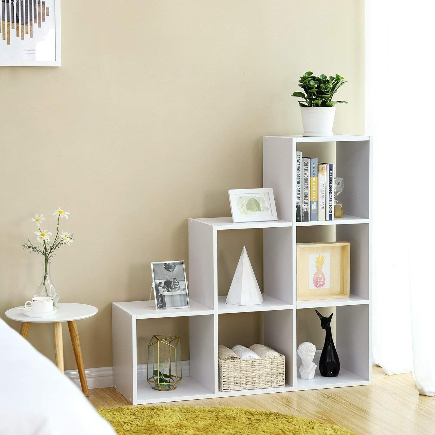 Bibliotecă Vasagle LBC63WT cu 6 compartimente – cuburi deschise, PAL de 15 mm, alb - imagine 3