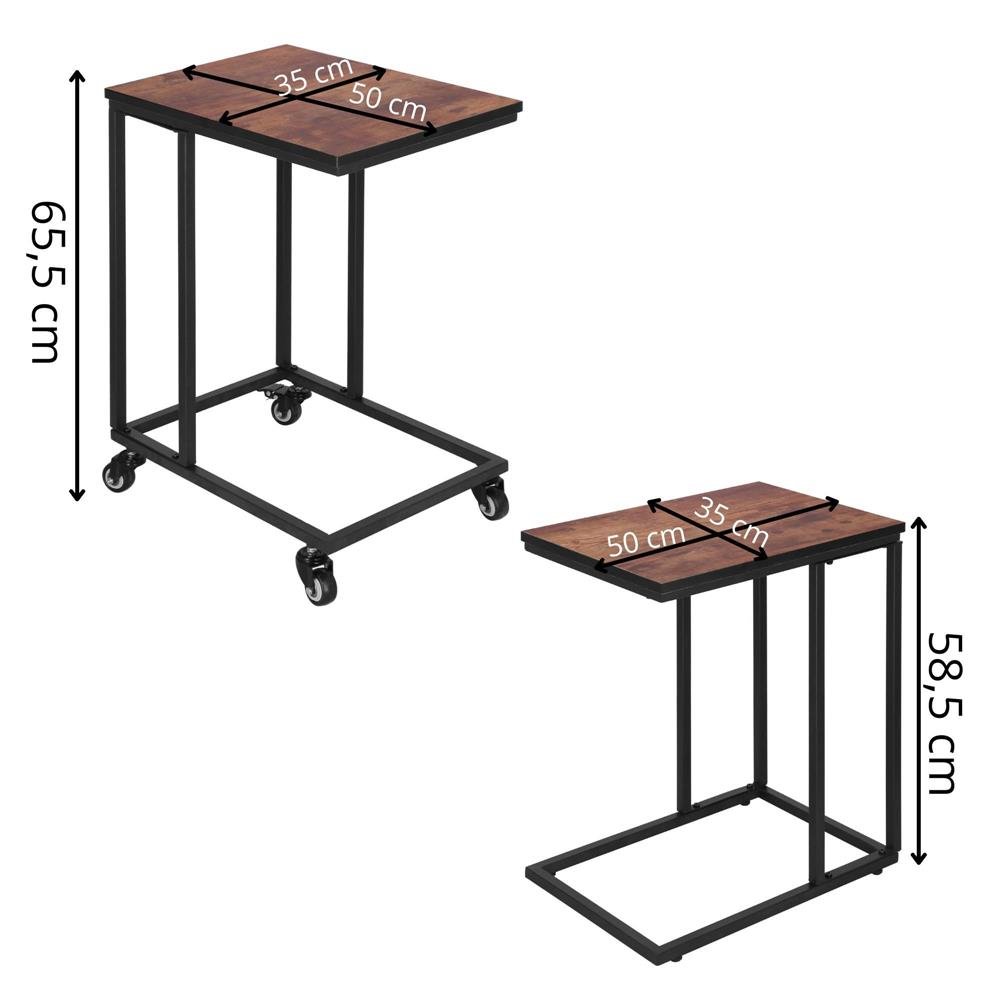 Măsuță de cafea industrială cu roți – cadru de oțel, 35 × 50 × 66 cm, wenge - imagine 4