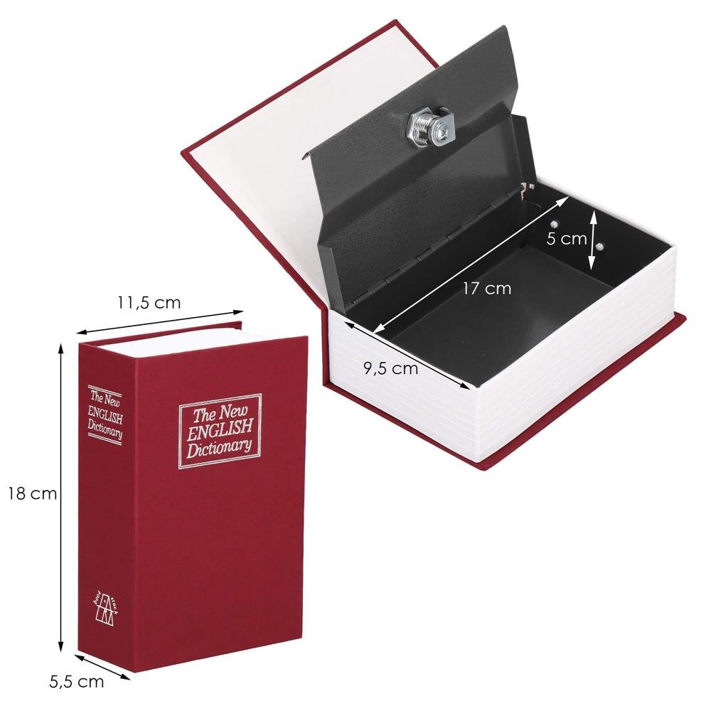 Casetă de valori HA-5044 – cutie metalică cu cheie, tip carte, bordo - imagine 3