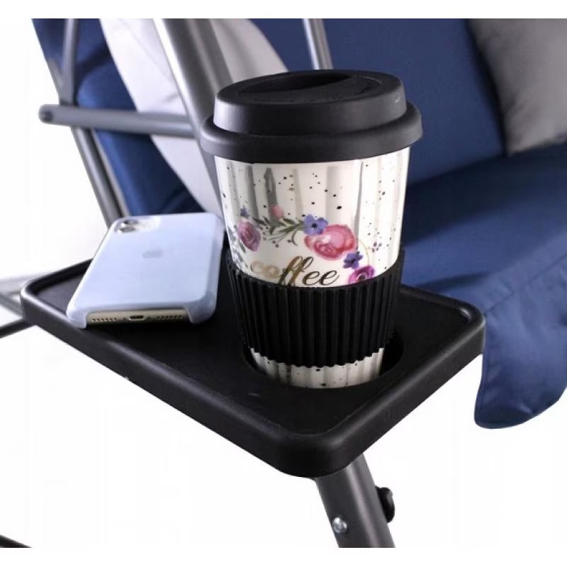 Leagăn balansoar Alghero cu copertină – 3 locuri, metal și țesătură, albastru - imagine 4