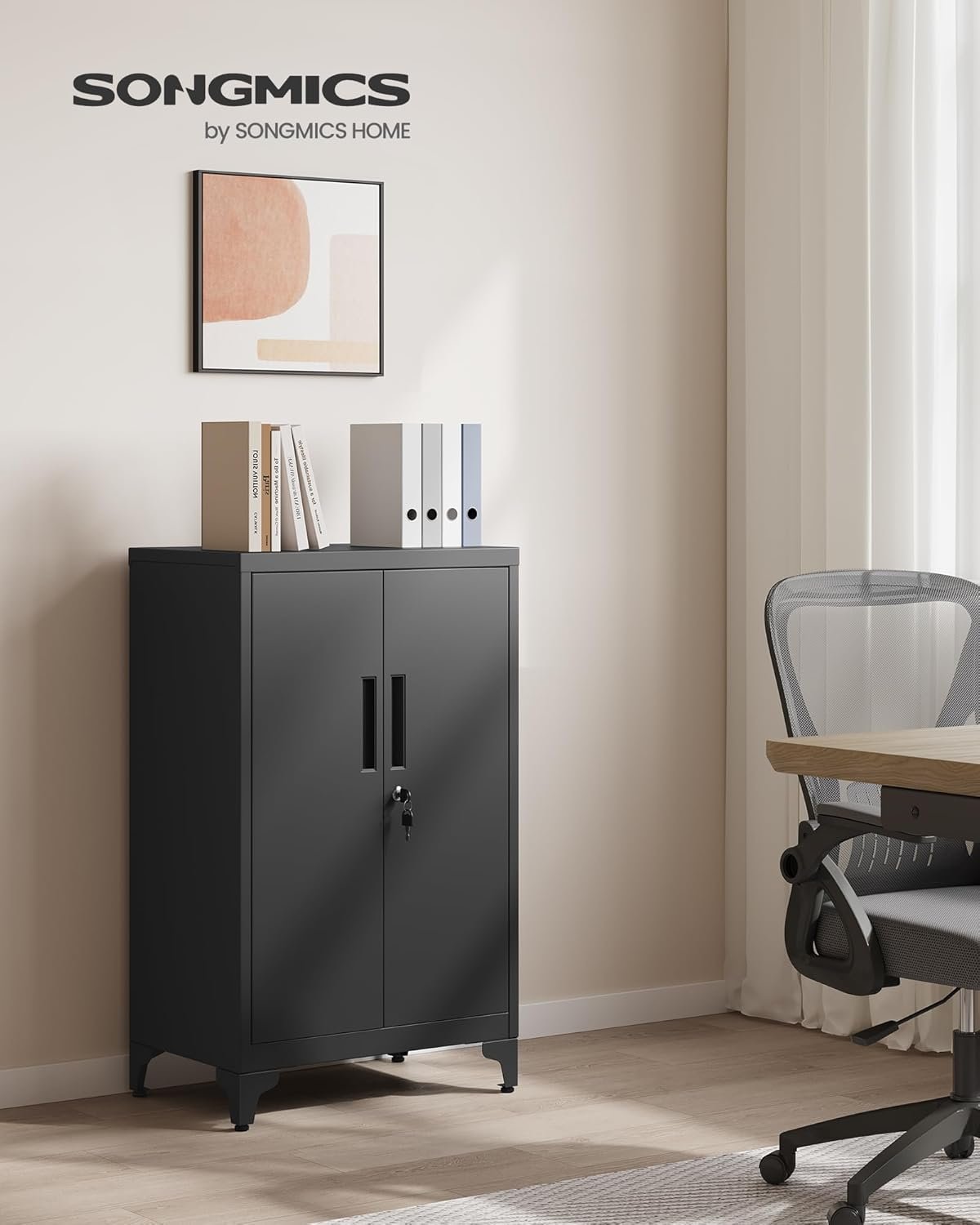 Dulap de birou Songmics OMC012B01 – oțel, 2 uși cu încuietoare, 40 × 60 × 90 cm - imagine 4
